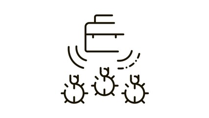 Wall Mural - bugs for listening in briefcase Icon Animation. black bugs for listening in briefcase animated icon on white background