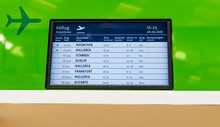 Green Airport Timetable For Departures Arrivals In Airport Germany.