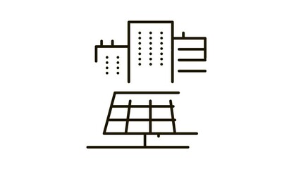 Sticker - providing solar panels for residential buildings Icon Animation. black providing solar panels for residential buildings animated icon on white background