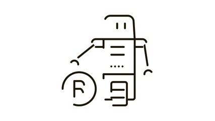 Sticker - moving robot Icon Animation. black moving robot animated icon on white background