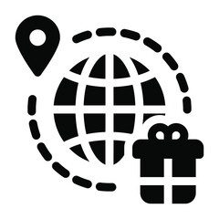 Wall Mural - 
Global parcel tracking glyph trendy editable icon 
