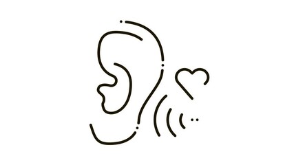 Sticker - Pleasant Sound for Ear Icon Animation. black Pleasant Sound for Ear animated icon on white background