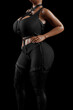 © PixlMakr - Sensual woman in black latex costume and leather straps
