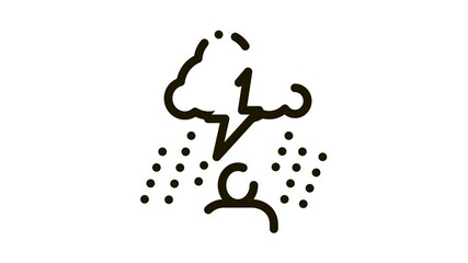 Sticker - Rainy Cloud Man Icon Animation. black Rainy Cloud Man animated icon on white background