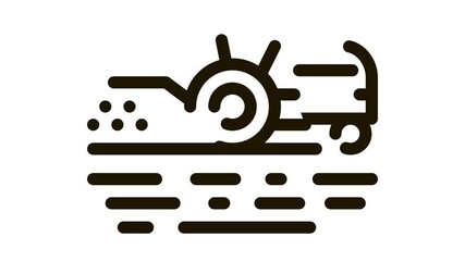 Sticker - Tractor On Field Icon Animation. black Tractor On Field animated icon on white background