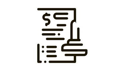 Poster - Stamp Document Icon Animation. black Stamp Document animated icon on white background