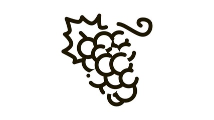 Wall Mural - Grape Berries Icon Animation. black Grape Berries animated icon on white background