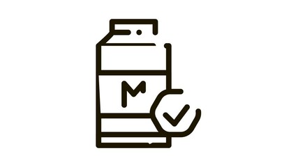 Sticker - Milk Bottle Icon Animation. black Milk Bottle animated icon on white background