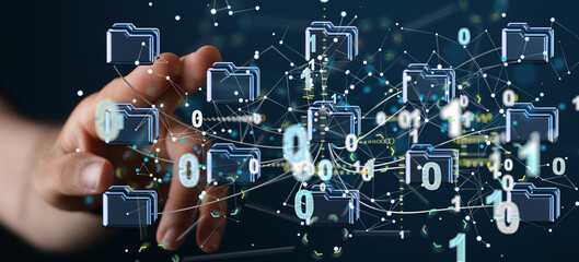 Fototapete - data Internet infrastructure concept. Abstract technology background. 3D rendering.