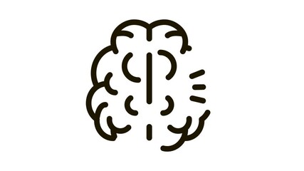 Sticker - Human Brain Icon Animation. black Human Brain animated icon on white background