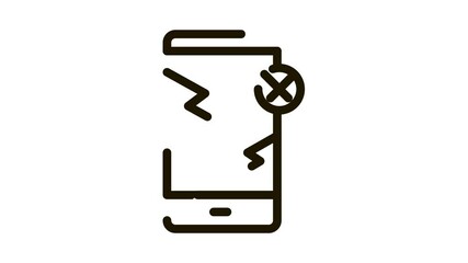 Poster - Broken Smartphone Icon Animation. black Broken Smartphone animated icon on white background