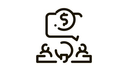 Sticker - Hosts Microphone Dollar Icon Animation. black Hosts Microphone Dollar animated icon on white background