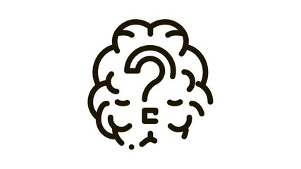 Wall Mural - Brain And Question Mark Icon Animation. black Brain And Question Mark animated icon on white background