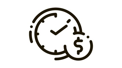 Poster - Time is Money Icon Animation. black Time is Money animated icon on white background