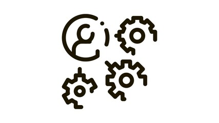 Sticker - Gear Mechanism And Man Silhouette Agile animated black icon on white background