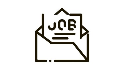 Poster - Job Message List Mail In Envelope animated black icon on white background