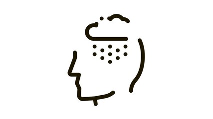 Poster - Rainy Cloud Cloudburst Silhouette Headache animated black icon on white background