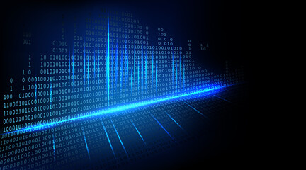 Abstract futuristic cyberspace with streaming binary code. Abstract technology background. Matrix with digits, data Breach