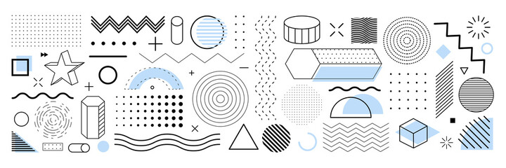 Wall Mural - geometric shapes, elements vector set. geometry element abstract design for web banner, poster. mini