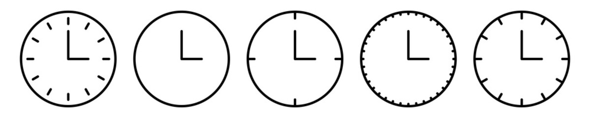 Wall Mural - time vector icon. clock thin line isolated icons. watch black symbol on white background. work hours