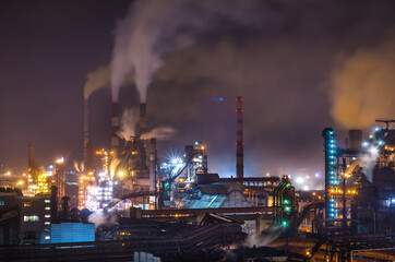 Metallurgical plant at night