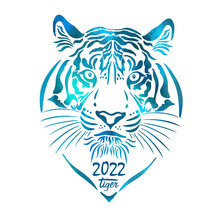 Year Of The Water Tiger. 2022 Year. Vector Illustration