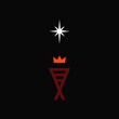 Manger, crown and star symbolizing the birth of Jesus Christ.