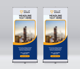 Wall Mural - roll up banner design template, abstract background, pull up design, x-banner, rectangle size.