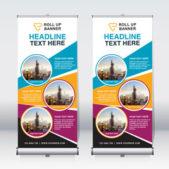 Wall Mural - roll up banner design template, abstract background, pull up design, x-banner, rectangle size.