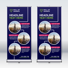 Wall Mural - Roll up banner design template, abstract background, pull up design, x-banner, rectangle size.