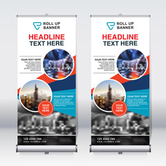 Wall Mural - Roll up banner design template, abstract background, pull up design, x-banner, rectangle size.