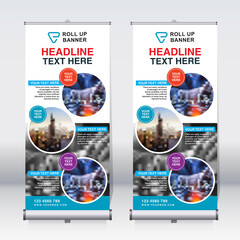 Wall Mural - Roll up banner design template, abstract background, pull up design, x-banner, rectangle size.