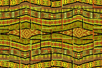 Mosaic pattern – African fabric - Yellow and orange colors 