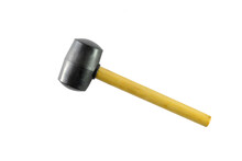 Rubber Mallet Hammer With Wooden Handle Isolated With White Background