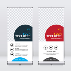 Wall Mural - roll up banner design template, vertical, corporate background, pull up design, modern retractable b