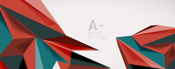 Vector triangle geometric backgrounds. Low poly 3d shape on light backdrop. Vector illustration for covers, banners, flyers and posters and other designs