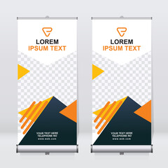 Wall Mural - Roll up banner design template, vertical, corporate background, pull up design, modern retractable banner, rectangle size.