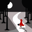 © AlexaSokol83 - Llittle red riding hood in dark forest. vector illustration.