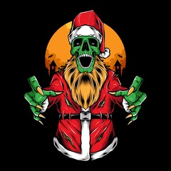 Wall Mural - scary zombie santa vector illustration