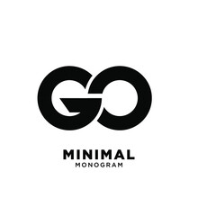 Minimal Initial Letter Go Simple Vector Design Isolated Background