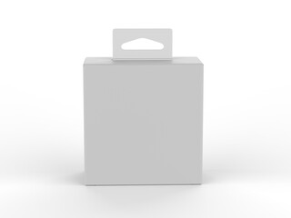 Blank paper box packaging with hand tab for mockup design and branding, 3d render illustration.