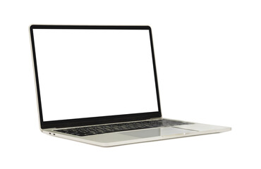 Wall Mural - laptop open with a blank screen or mockup computer for apply screen display on web and app isolated 