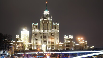 Sticker - Night city views, streets, houses, churches. Moscow