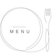 © Keya - Menu restaurant background with fork and plate, vector illustration
