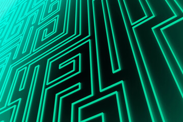Digital abstract maze pattern texture. Labyrinth background close up. 3d technology illustration.
