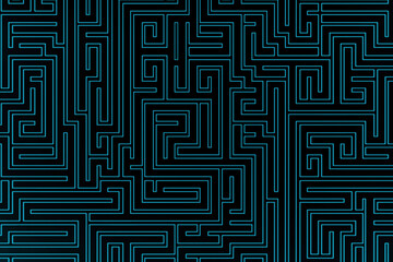 Digital abstract maze pattern texture. Labyrinth background close up. 3d technology illustration.
