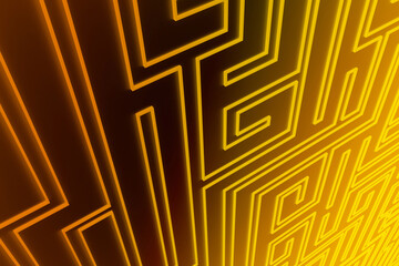 Digital abstract maze pattern texture. Labyrinth background close up. 3d technology illustration.