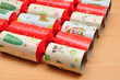 Close up of colorful christmas crackers