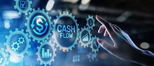 Cash Flow Button On Virtual Screen. Business Tehcnology Concept.
