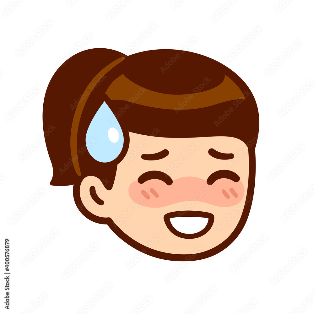Embarrassed cartoon girl face Stock Vector | Adobe Stock, image size:1000x1000